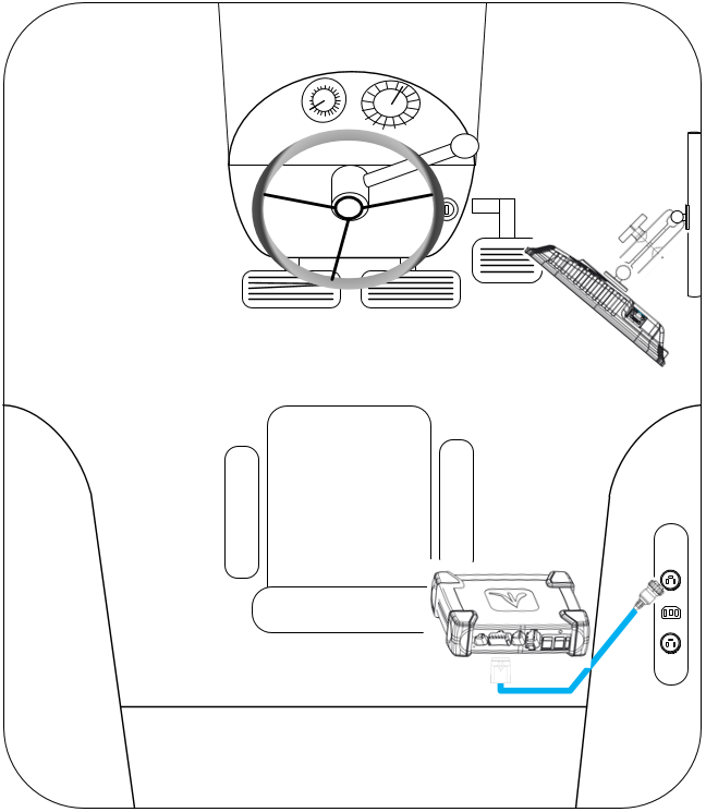 Diagram showing a Power Harness plugged into power on one end and the DBM on the other