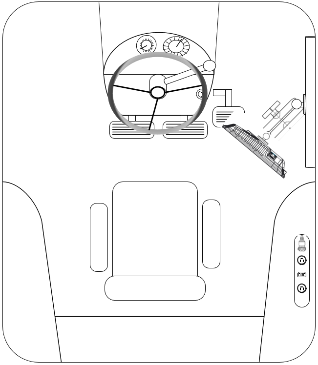 Diagram showing a 20|20 monitor mounted on the right-hand side of a cab