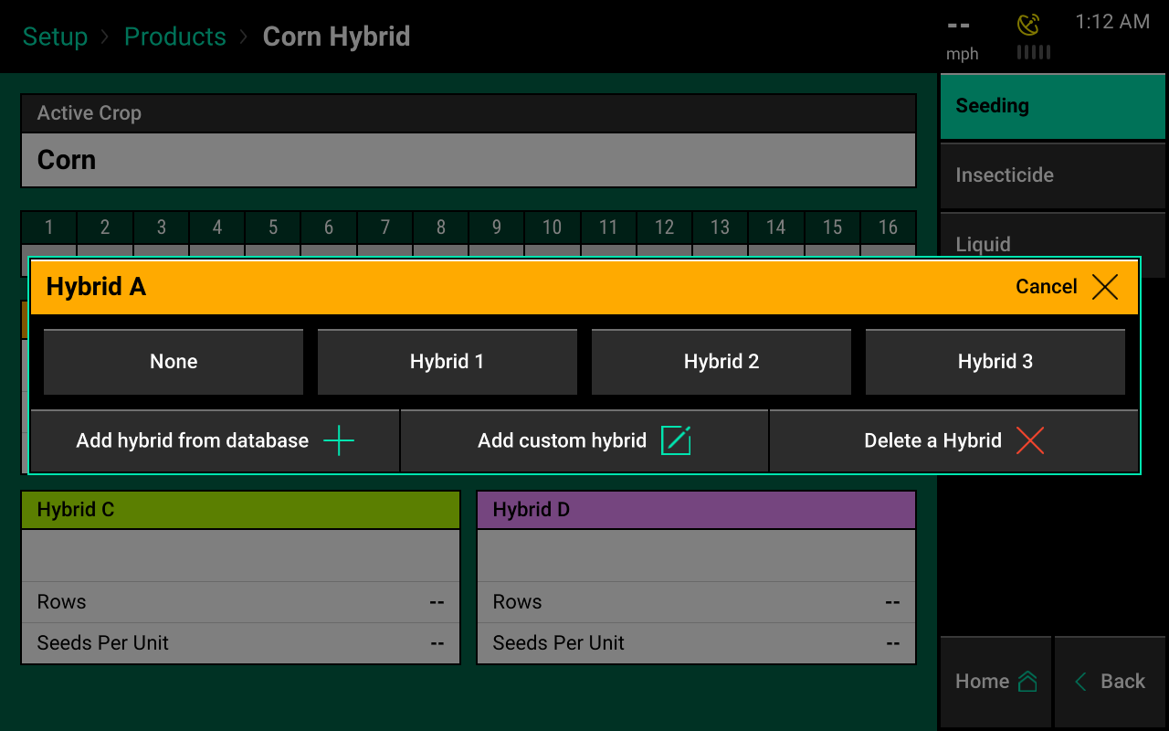 select hybrid a products menu screencap