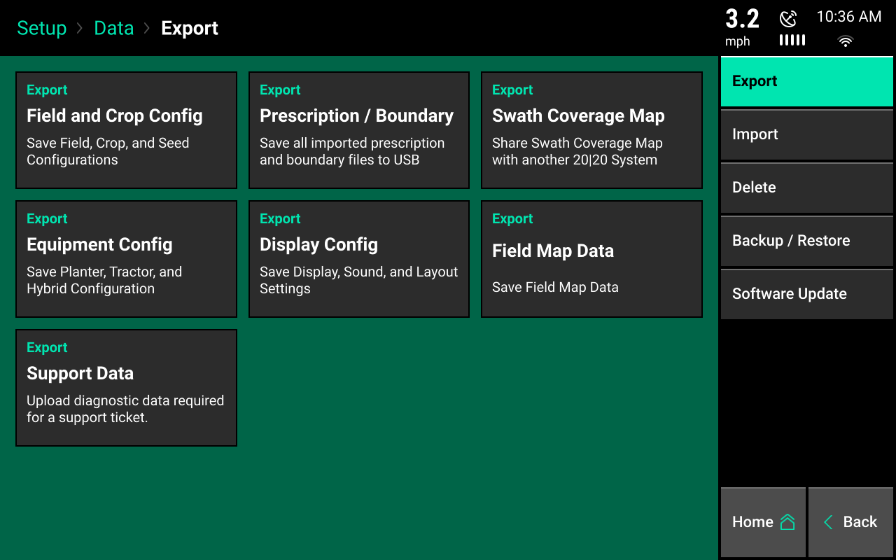 data menu export screencap