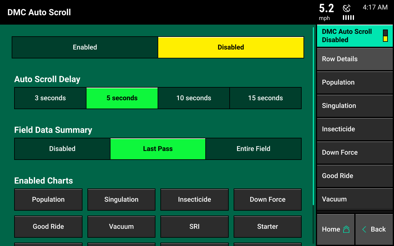 Screen showing Field Data Summary